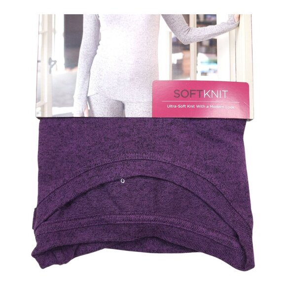 Cuddl Duds Soft Knit Long Sleeve Crew Neck Medium Thumbhole Top Purple Modern - Picture 1 of 10